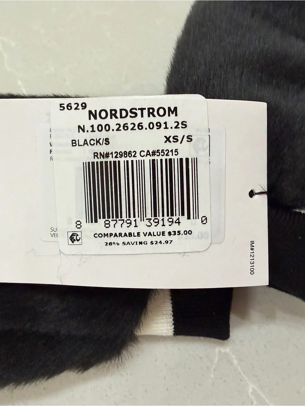 Nike Faux Fur Mittens Black Cream Logo Winter Gloves XS/S NWT